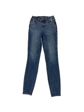 American Eagle Jeggings Womens 2 Long Blue Curvy Hi Rise Stretch Distressed